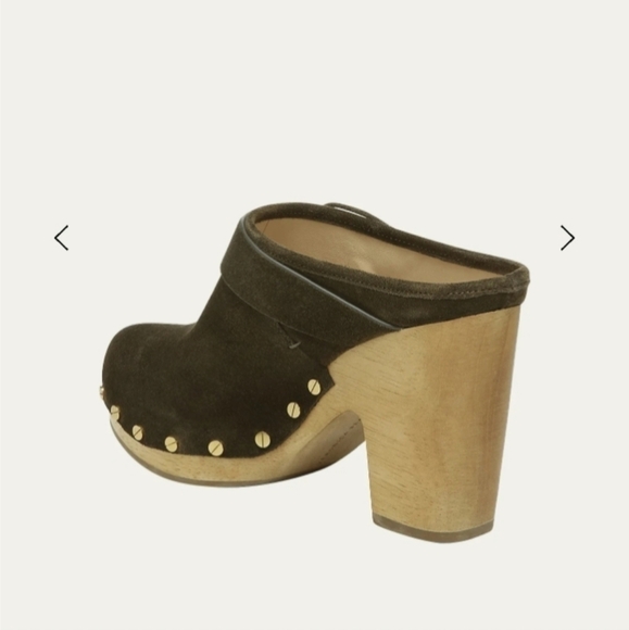 VERONICA BEARD Dacey Buckle Suede Clogs in Military Green NWOB - Picture 2 of 16